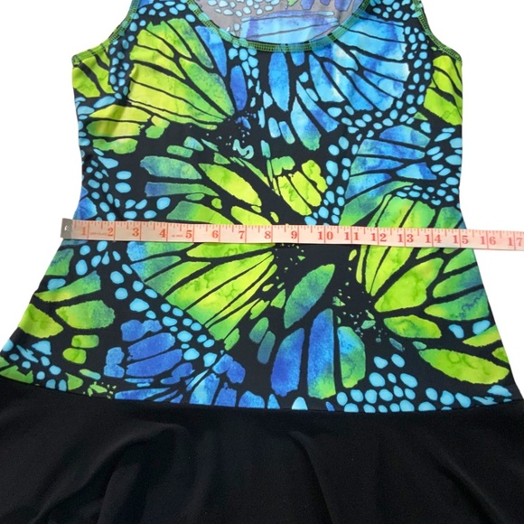 Joseph RIBKOFF Sleeveless Butterfly Print Stretch Dress w/ Banded Flowing Hem - Picture 5 of 6